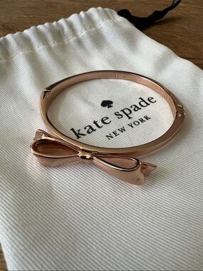 kate spade Rose Gold Bow Bangle Bracelet AND CZ chain bracelet Set